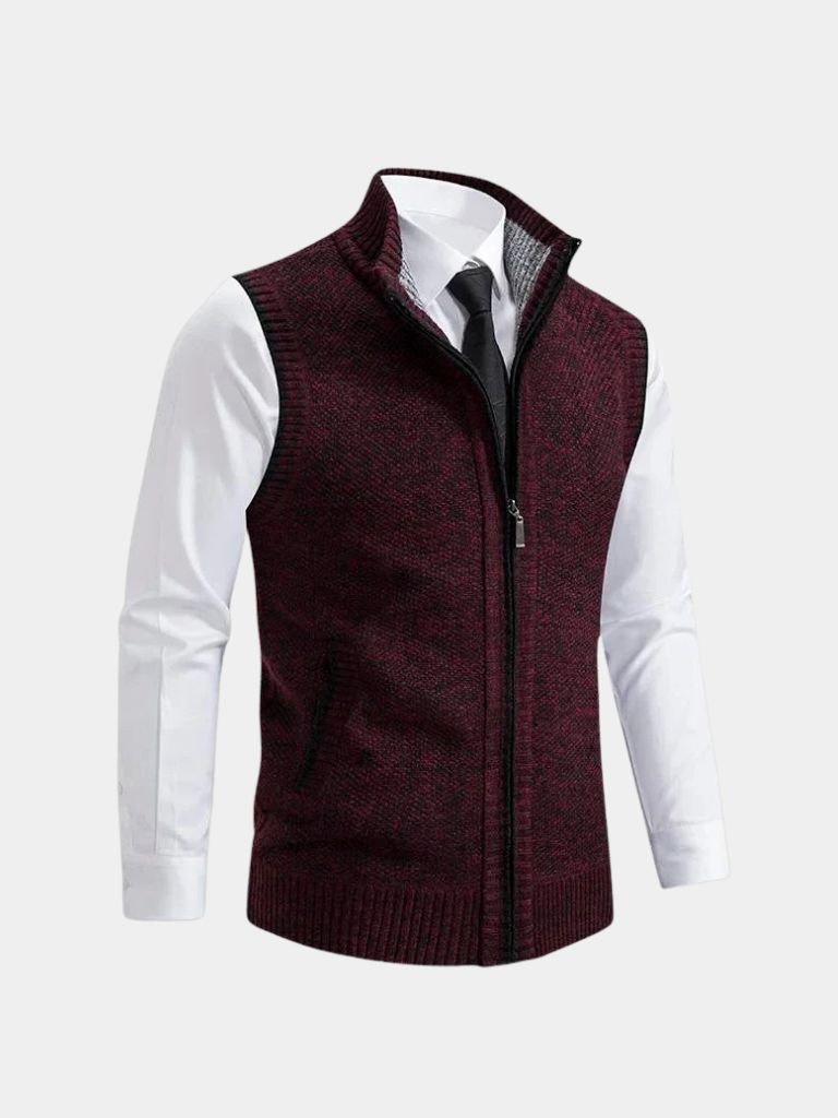 Modernes Herren Gilet mit Reißverschluss, elegant und slim fit, vielseitig kombinierbar.