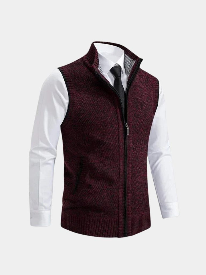 Modernes Herren Gilet mit Reißverschluss, elegant und slim fit, vielseitig kombinierbar.