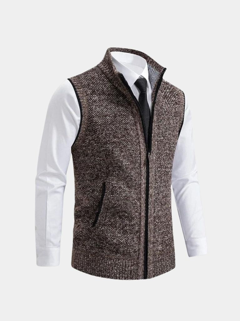 Herren Reißverschluss Weste in Slim Fit, ideal für ein elegantes Business-Outfit.