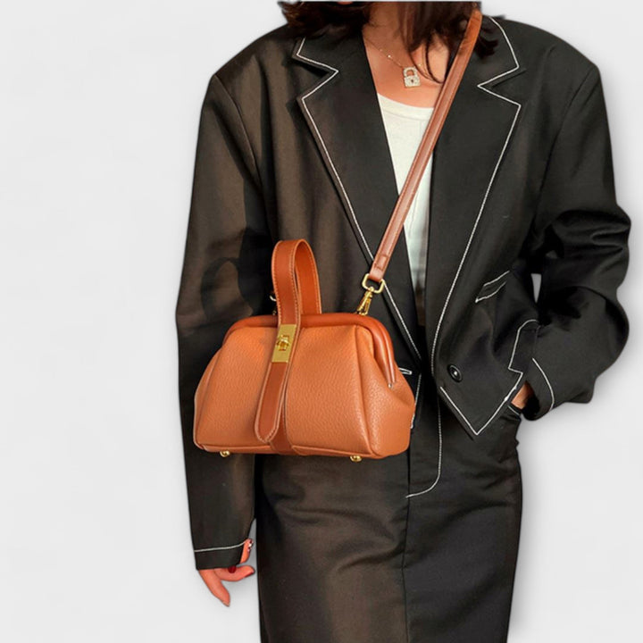 Stilvolle braune Damen-Schultertasche, kleine, vielseitige Mini-Handtasche.