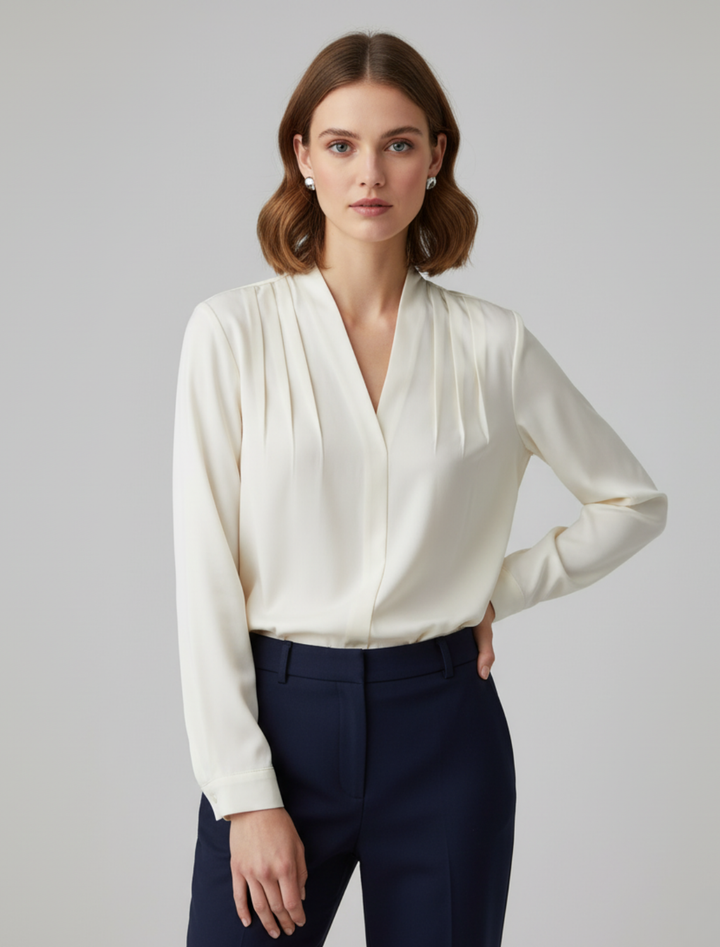 Elegante Damen Bluse mit stilvollen Puffärmeln und tailliertem Schnitt, perfekt für Büro & Freizeit.