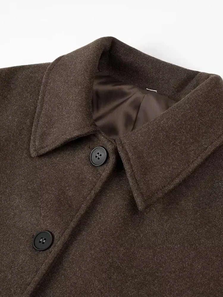 Vielseitige Damen Doubleface-Jacke in Dunkelkaffee, perfekt für zeitlose und stilvolle Alltags-Outfits.
