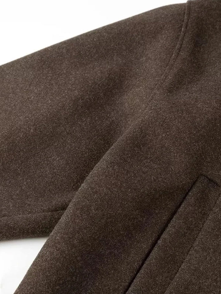 Modische Damen Doubleface-Jacke in Dunkelkaffee, ein zeitloses und elegantes Key-Piece für jede Garderobe.