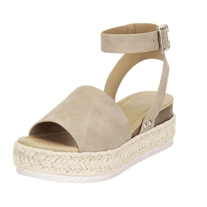 Trendige Damen Flatform Sandalen mit elegantem Knöchelverschluss, vielseitige offene Sommerschuhe.