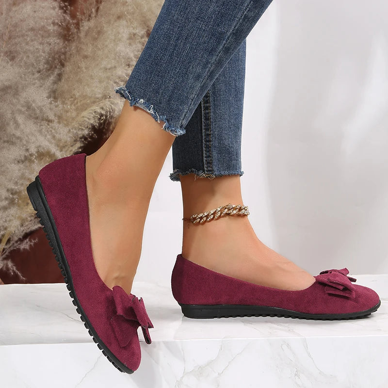 Elegante Damen Frühlings Ballerinas mit Schleife. Bequeme Flats für den Alltag und modische Anlässe.