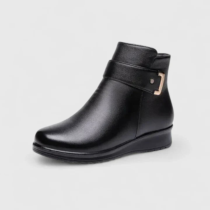 Schicke Frühlings-Stiefeletten für Damen, mit mehreren Schnallen und seitlichem Reißverschluss, modern & komfortabel.