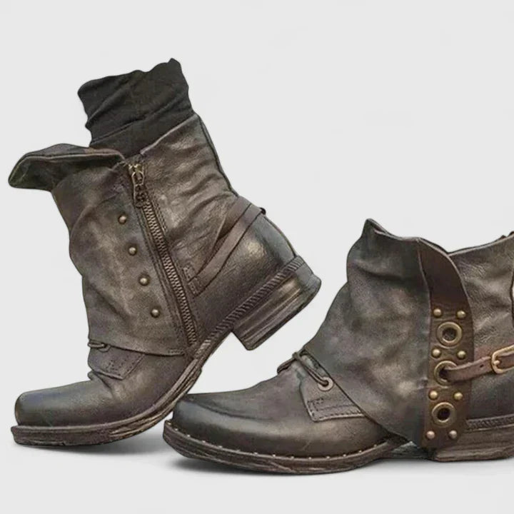 Modische Damen Vintage Frühlings Stiefeletten mit Schnalle, perfekt für elegante Freizeit- und Übergangsoutfits.