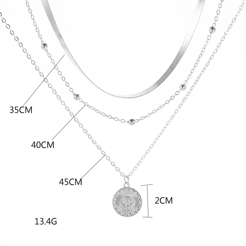 Schlanke 925 Sterling Silber Halskette für Damen. Handgefertigter, runder Anhänger. Edler, eleganter Modeschmuck.