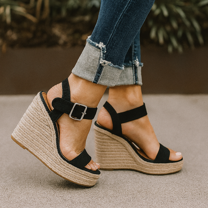 Komfortable Damen Keilabsatz Sandalen mit Plateau & offener Spitze, vielseitige Frühlings- und Sommerschuhe.