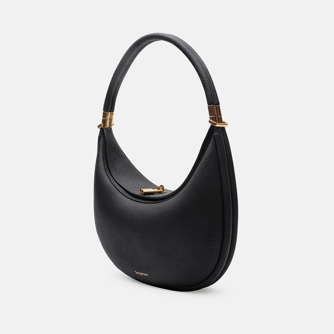 Moderne schwarze Damen Schultertasche aus Leder, perfekt als täglicher Begleiter.
