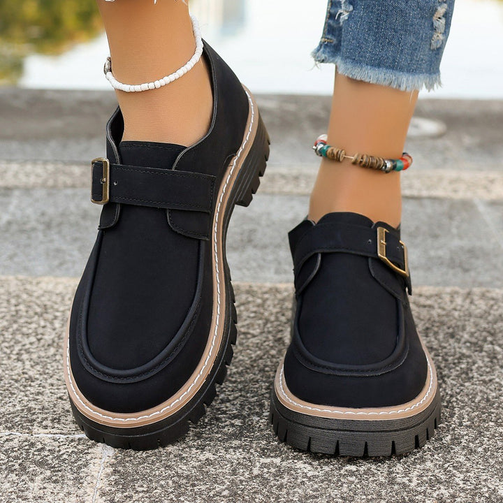 Bequeme Damen Loafer mit Schnalle & dicker Profilsohle, ideal für Freizeit & Business Casual, ganzjährig.