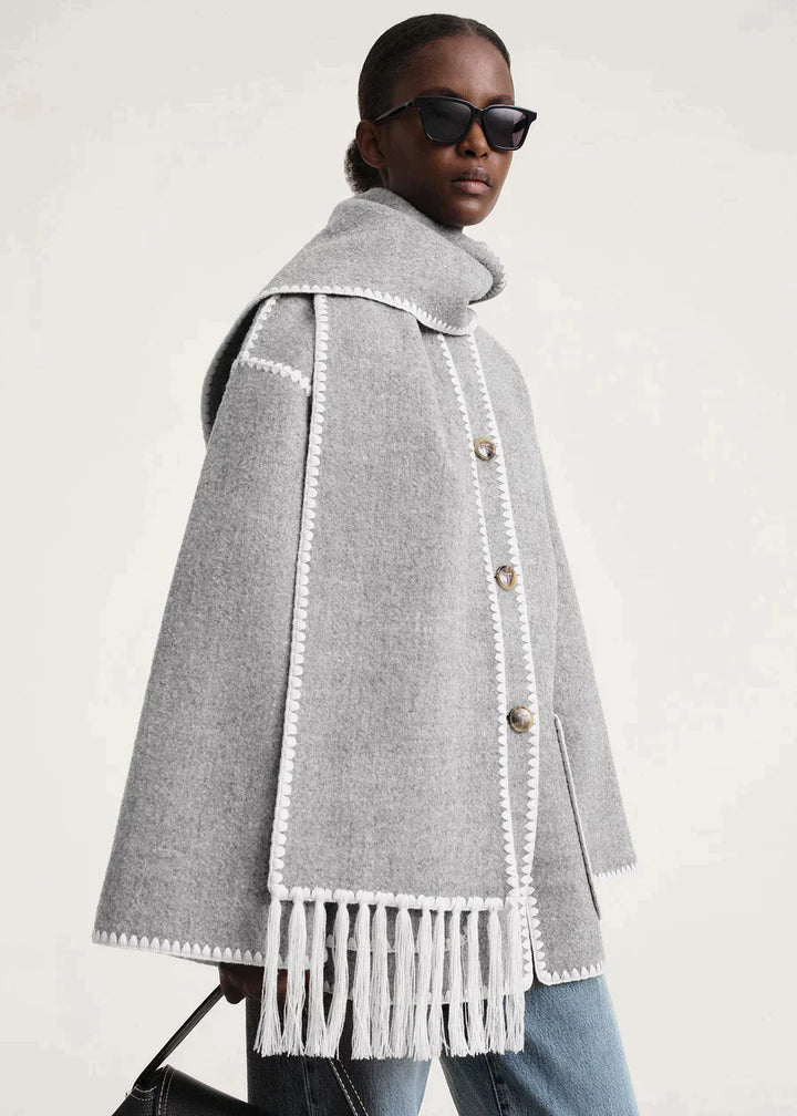 Trendige Damen Schaljacke; warme Winterjacke mit stilvollem Kragen, perfekt für Freizeit.