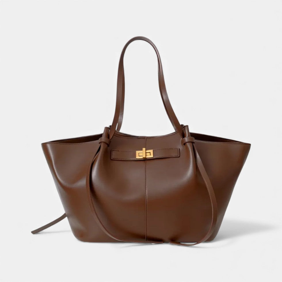 Elegante Damen Shopper-Tasche aus hochwertigem Kunstleder in Braun, ideal für Alltag & Büro.