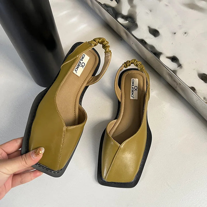 Moderne Damen Slingback Ballerina-Heels, feminines Design mit Komfort, passend für elegante Frühlingsoutfits.