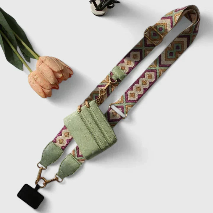 Kompakte Crossbody Handytasche für Damen, leicht und modern. Ideal für unterwegs im Sommer.