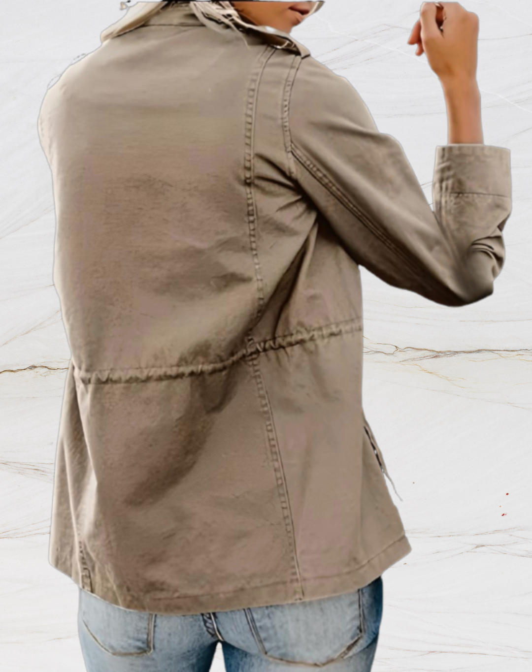 Damen-Freizeitjacke mit Reißverschluss, elegante Utility-Optik, perfekt als Alltagsjacke.