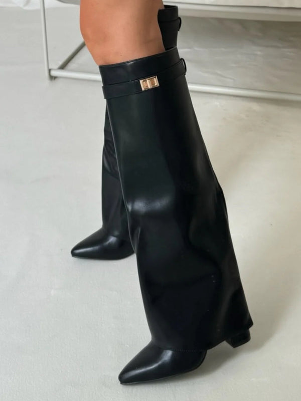 Warme Damen Winter Kniestiefel mit gepolsterter Innensohle & seitlichem Reißverschluss; ideal für kalte Tage.