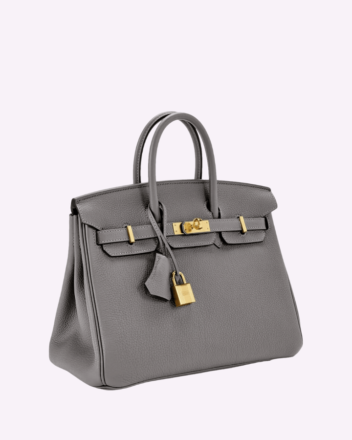 "Elegante Damenhandtasche aus hochwertigem Leder in Grau, vielseitiges Design, zeitlos und geräumig für jeden Anlass."