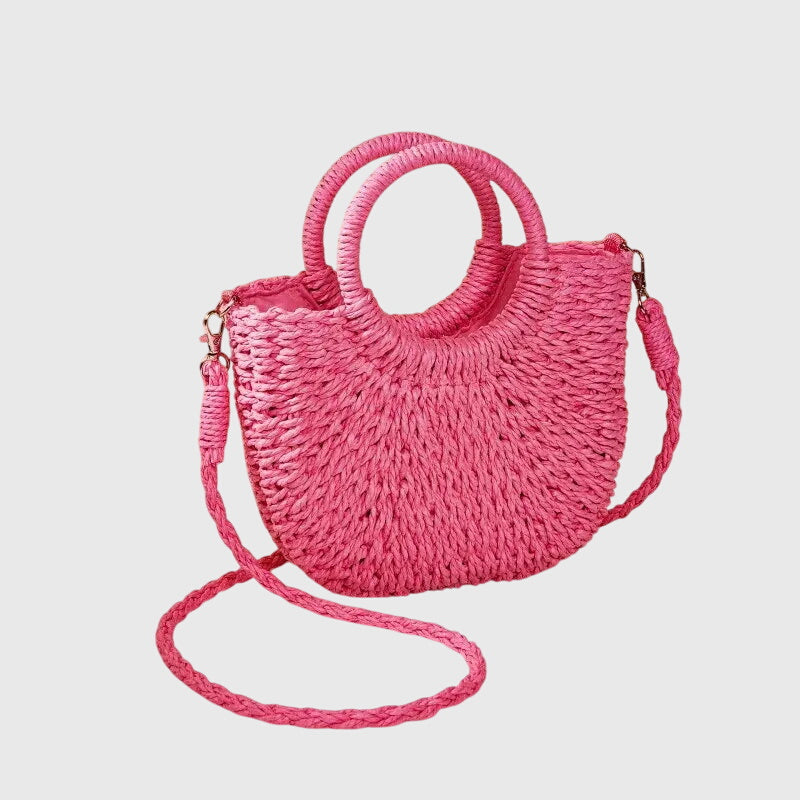 Chic gewebte Damen-Sommerhandtasche, mit eleganter Naturästhetik für jede Gelegenheit.