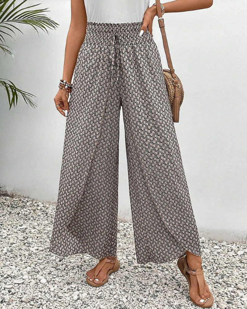 Elegante Damenhose mit weitem Bein & hohem Bund in Schwarz, ideal für Business & Freizeit.