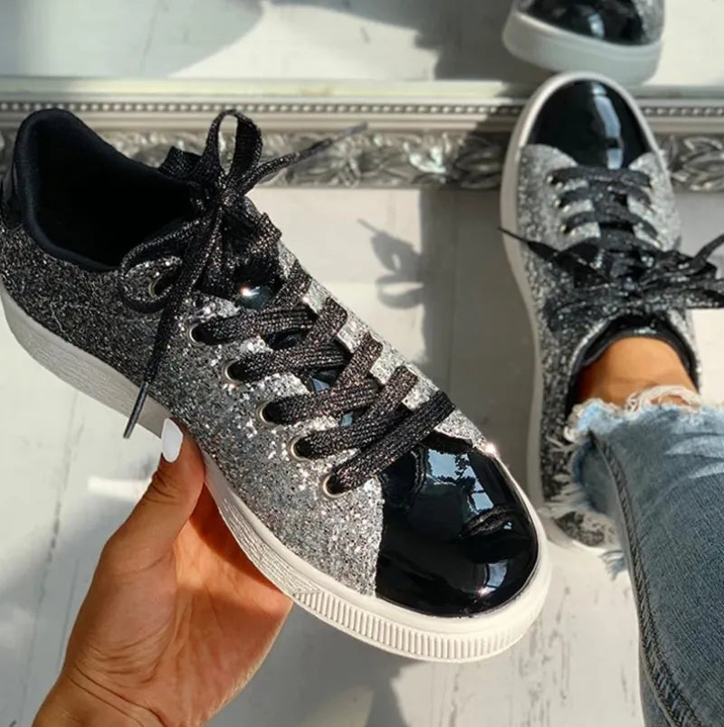 Elegante Damensneaker mit auffälligem Glitzermuster, bequem, passend für vielseitige Outfits, ideal für modebewusste Frauen