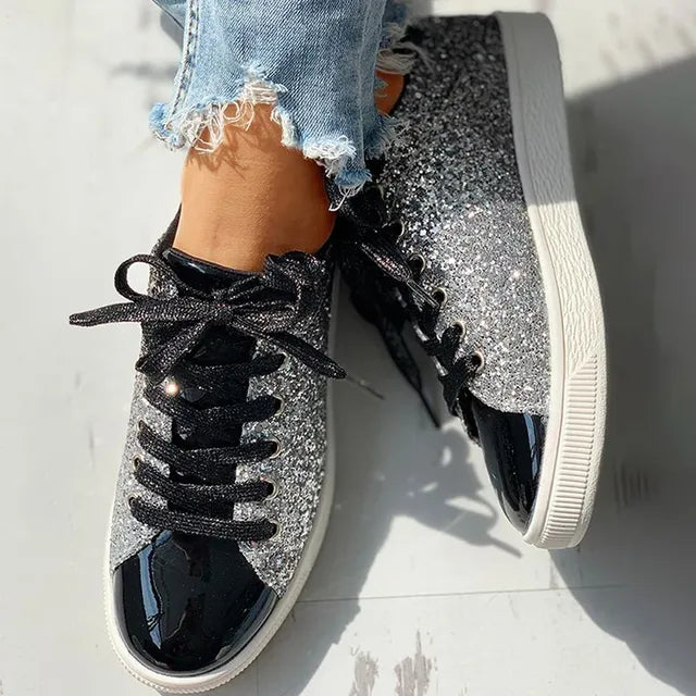 Elegante Damensneaker mit auffälligem Glitzermuster, bequem, passend für vielseitige Outfits, ideal für modebewusste Frauen