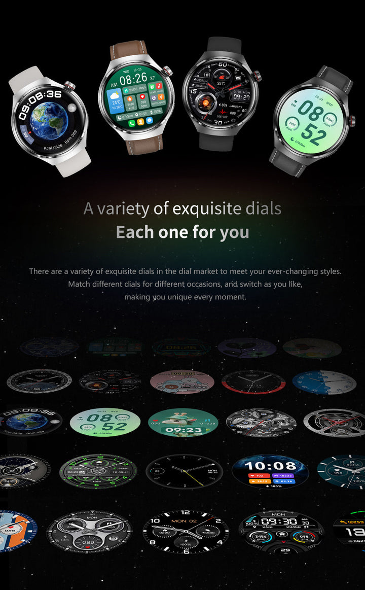 "Elegante GT4 Pro Smartwatch Herren, wasserdicht, schwarzes Gehäuse, AMOLED Display, GPS-Tracker, ideal für Sport"