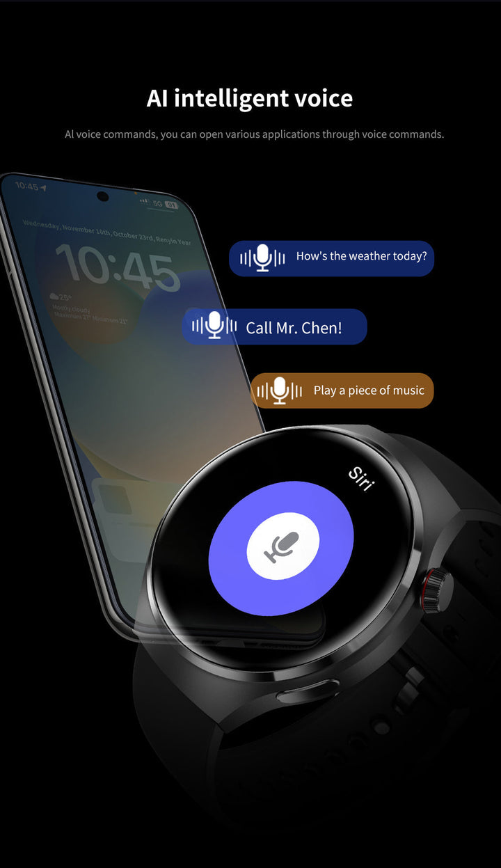 "Elegante GT4 Pro Smartwatch Herren, wasserdicht, schwarzes Gehäuse, AMOLED Display, GPS-Tracker, ideal für Sport"