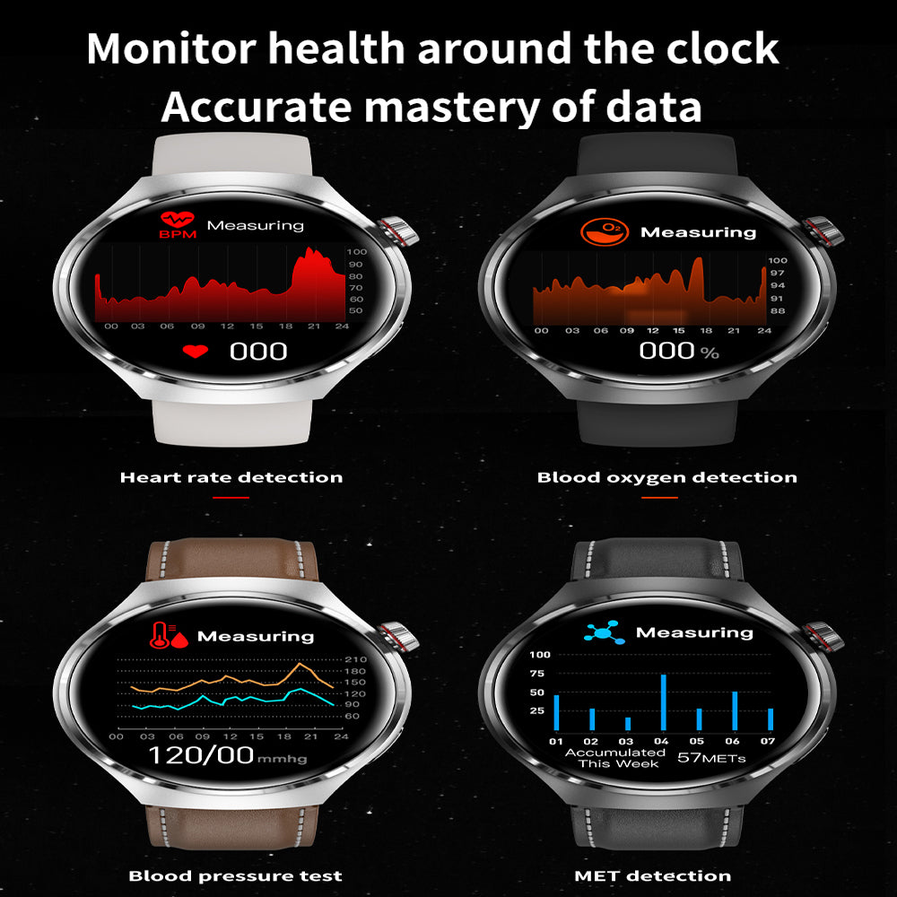 "Elegante GT4 Pro Smartwatch Herren, wasserdicht, schwarzes Gehäuse, AMOLED Display, GPS-Tracker, ideal für Sport"