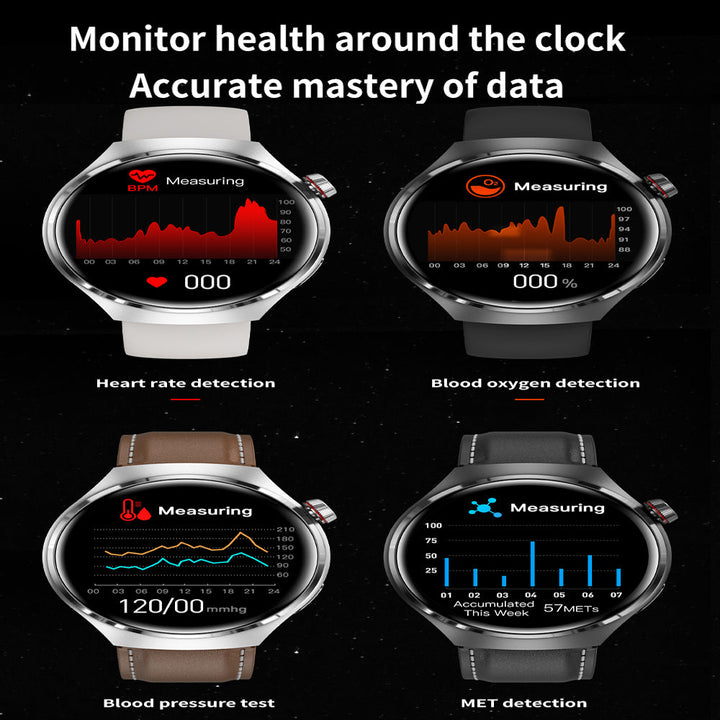 "Elegante GT4 Pro Smartwatch Herren, wasserdicht, schwarzes Gehäuse, AMOLED Display, GPS-Tracker, ideal für Sport"