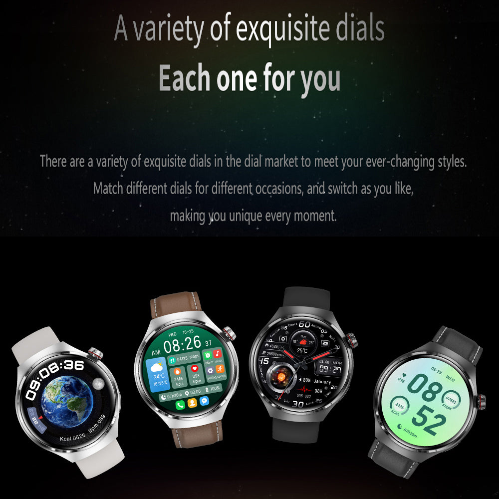 "Elegante GT4 Pro Smartwatch Herren, wasserdicht, schwarzes Gehäuse, AMOLED Display, GPS-Tracker, ideal für Sport"