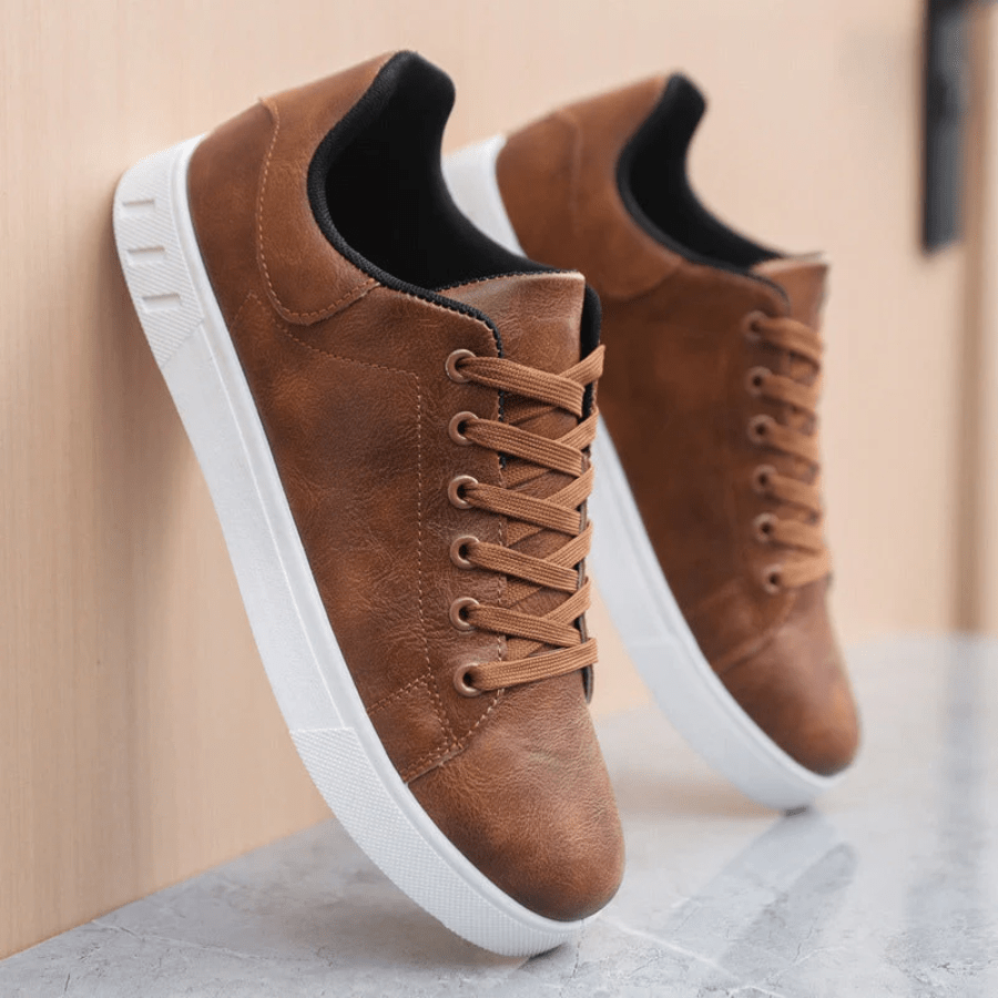 Elegante Herren-Leder-Sneaker, braun, mit bequemer Passform, ideal für Casual- und elegante Outfits, Hochwertiges Design