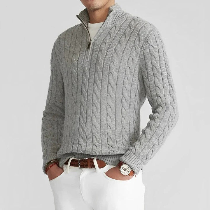 Herren Strickjacke mit Stehkragen & Reißverschluss, perfekt als stylischer Pullover für Herren Mode.