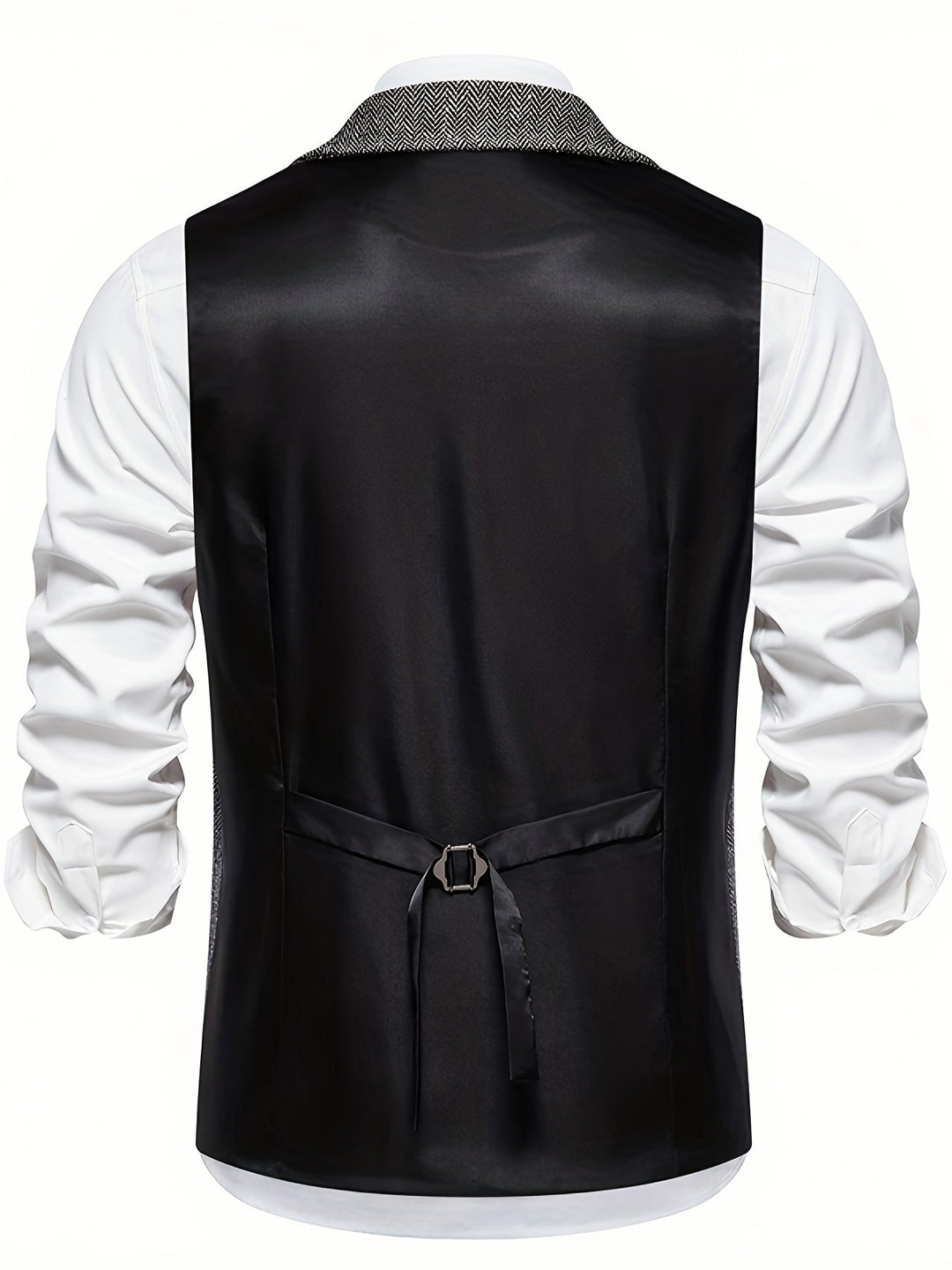 Klassische Herren Anzugweste mit Fischgrätenmuster, perfekt für Business und formelle Anlässe mit Eleganz.