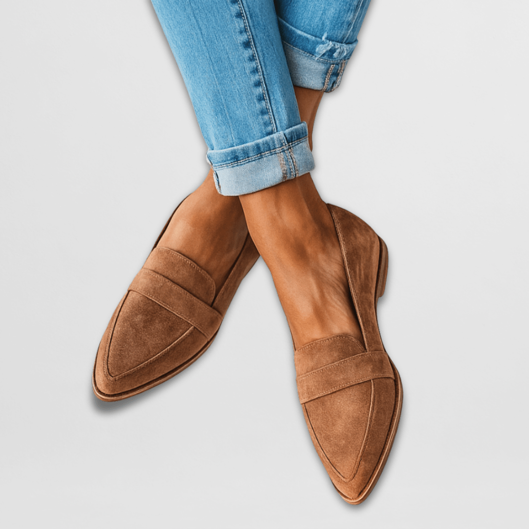 Elegante Jasmin Damen Loafers, spitz, in beige, ideal für Frühling. Komfortschuhe für modischen Alltag.