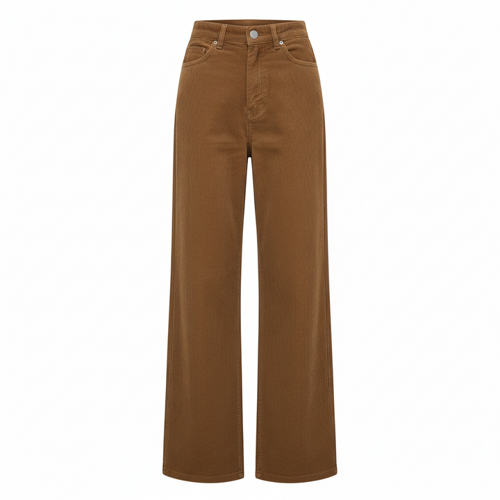Elegante Khaki Damen High-Waist weite Hose, perfekt für Business & Freizeit, komfortabel & modern.