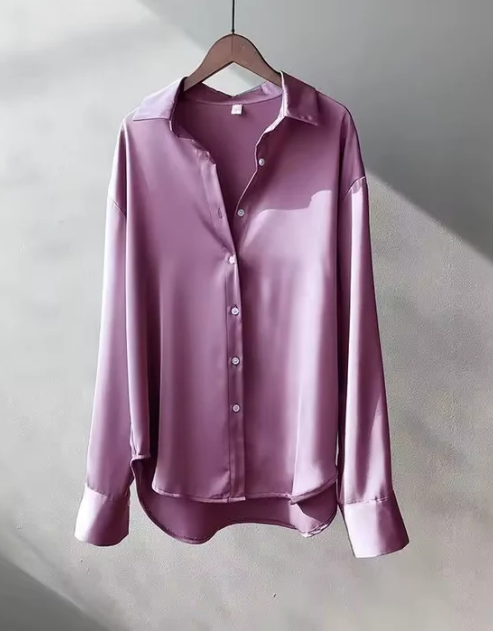 Luftige Damen Button-Down Langarmbluse. Die leichte Sommerbluse ist elegant & ideal für Büro, Business Casual & Freizeit.