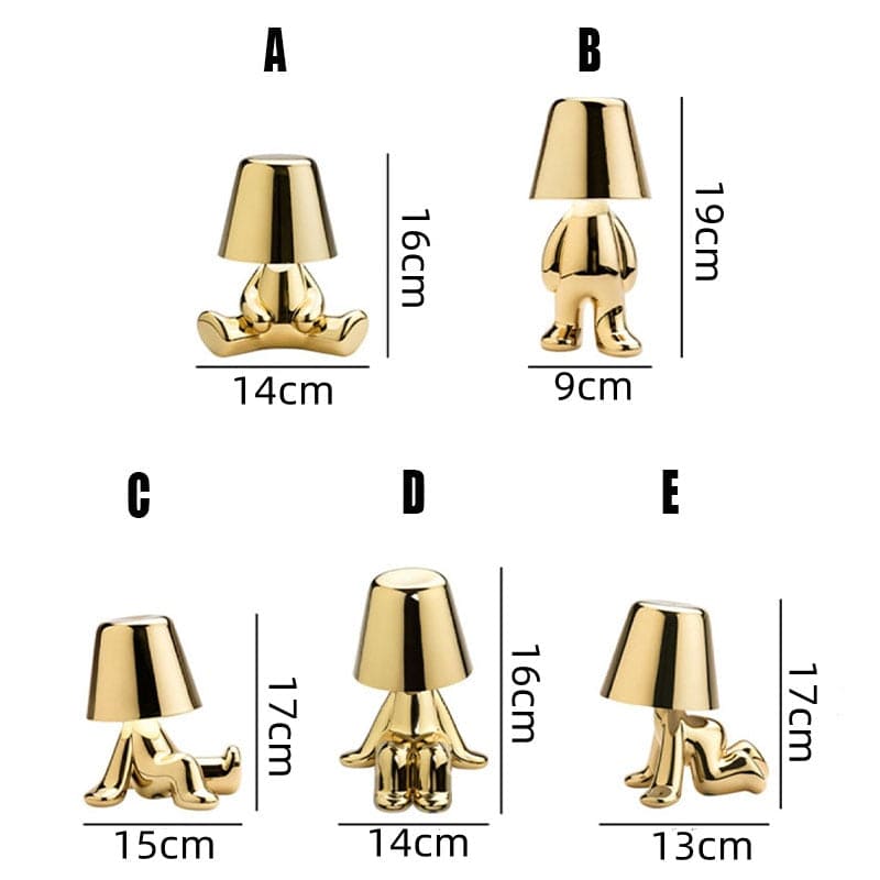 Moderne Design-Tischlampe Gold. LED-Beleuchtung schafft stilvolles, warmes Licht im Zuhause.