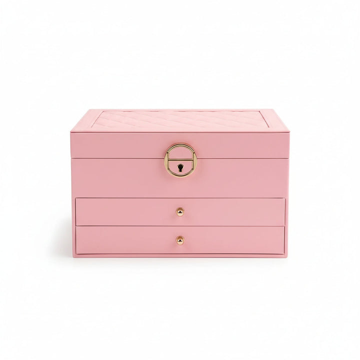 Elegante, mehrschichtige Schmuckbox aus schwarzem PU-Leder für stilvolle Schmuckaufbewahrung und Organisation.