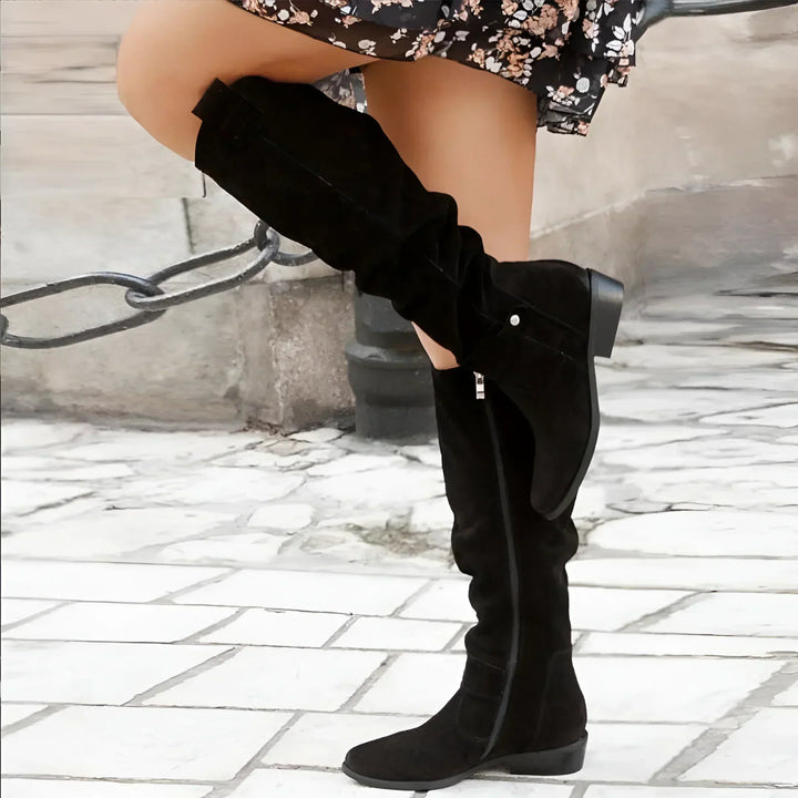 Elegante Premium Lederstiefel für Damen, in Beige, mit gepolsterter Sohle und hochwertigem Leder für Komfort und Stil.