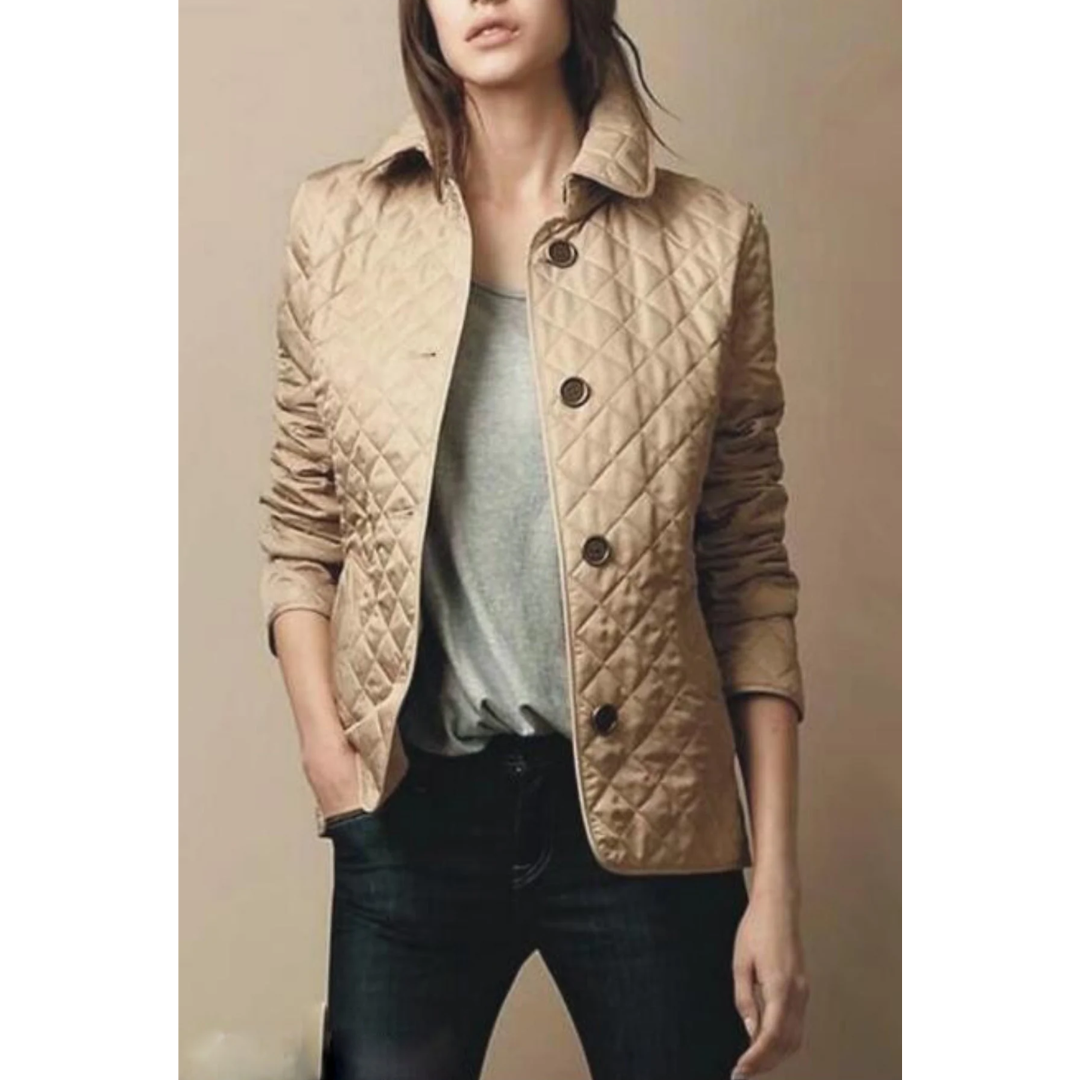 Casual blaue Damen Winterjacke mit Knöpfen, eine modische und warme Steppjacke für jeden Tag.