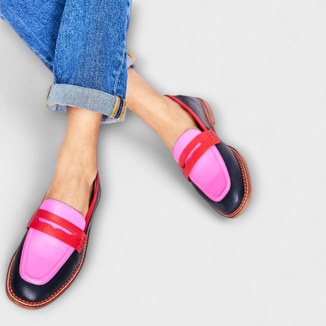 Elegante Sabina Damen Slip-On Loafer. Bequeme, mehrfarbige Frühlingsschuhe für stilvolle Alltagslooks.