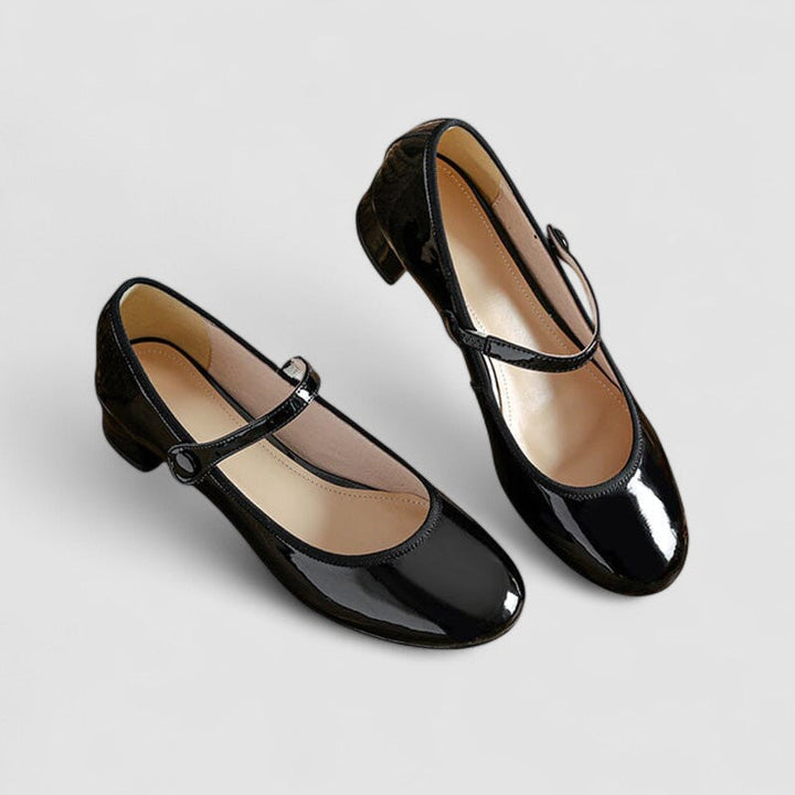 Zeitlose schwarze Mary-Jane-Damen-Schuhe, flache Sohle, Schnallenriemen – Eleganz für jede Damenmode.