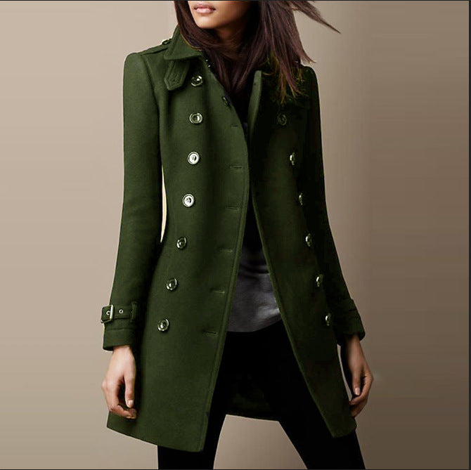 Klassischer Damen Peacoat Wintermantel, tailliert geschnitten, warm & modisch für kalte Tage.