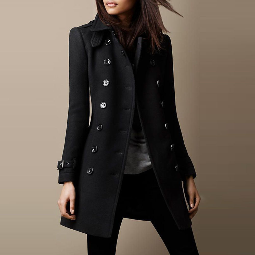 Modische, taillierte Damen Winterjacke für den Winter, elegant mit Knopfverschluss, perfekt für Büro-Outfits.