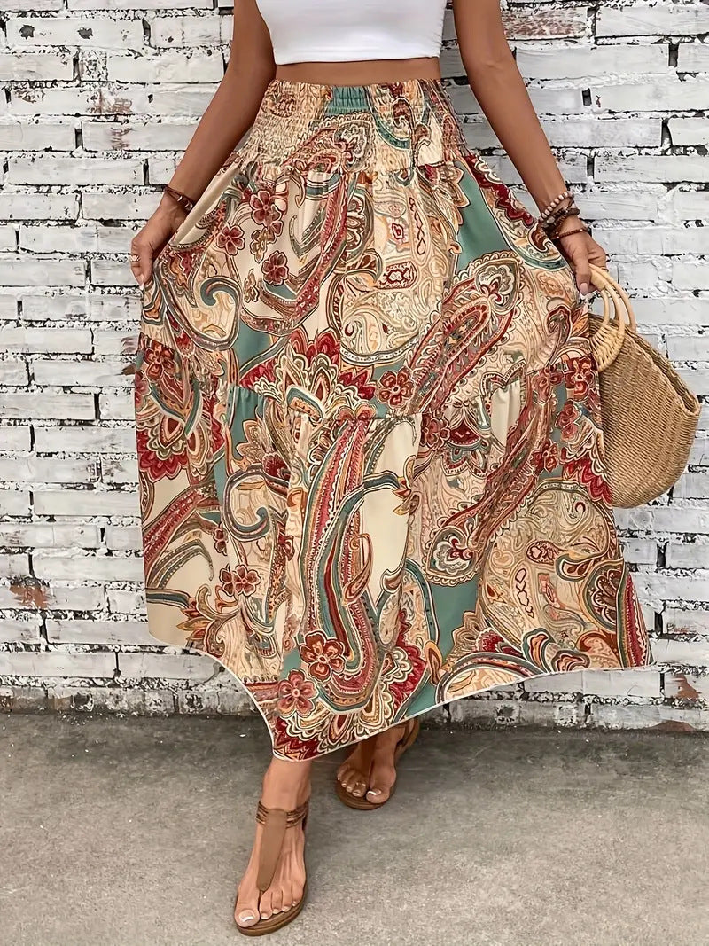 Vielseitiger Damen A-Linien Rock mit Blumenmuster, elegant für festliche Anlässe oder lässig im Alltag.