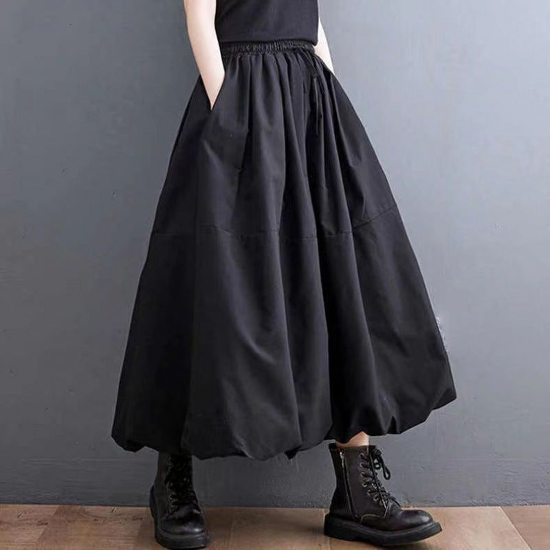 Schicker, einfarbiger Damen A-Linien Midi Rock mit hohem Bund, ideal für stilvolle Frühlings- und Herbstlooks.