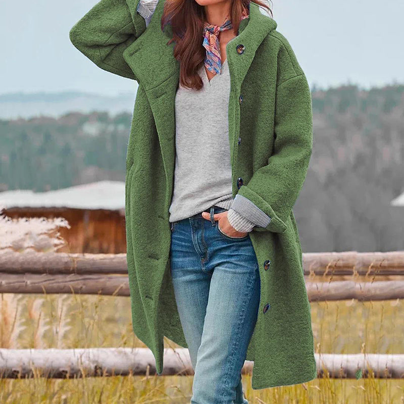 Eleganter Damen Übergangsmantel für stilvolle Auftritte. Langer Mantel für Herbstmode & Büro.