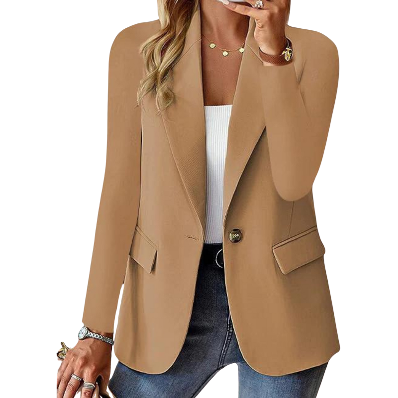 Vielseitiger brauner Damen Blazer, modisch & bequem, ideal für Alltag, Büro und smarte Looks.