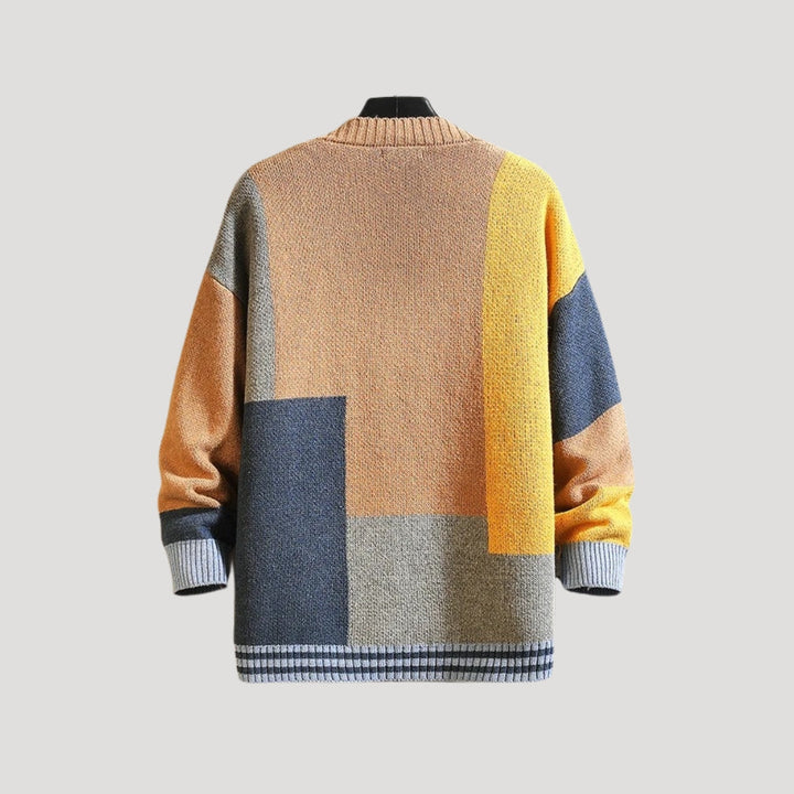 Trendiger Damen Colorblock Cardigan mit Knöpfen. Bequeme Frühlings-Übergangsjacke, leger und schick kombinierbar.